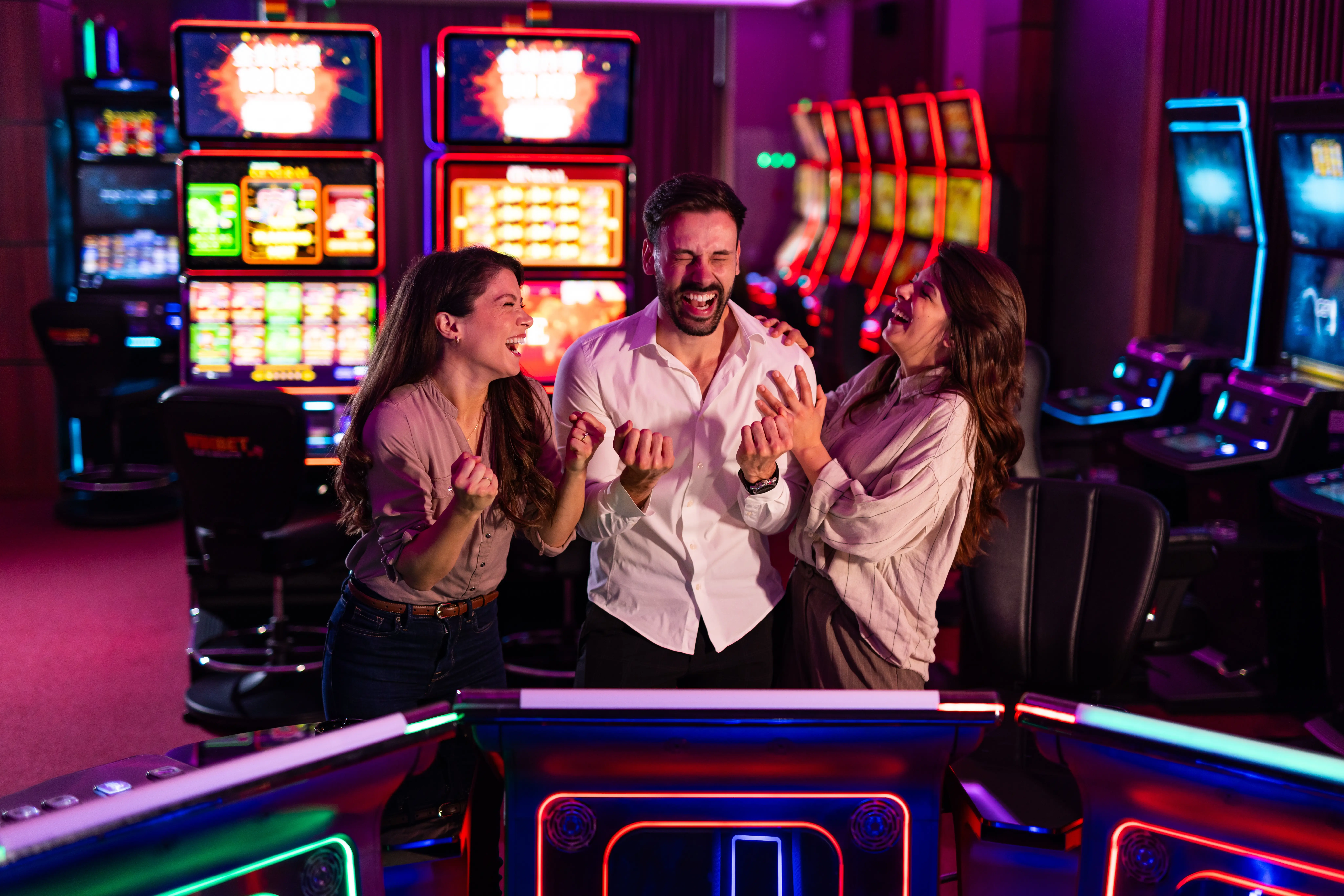 People laughing at casino